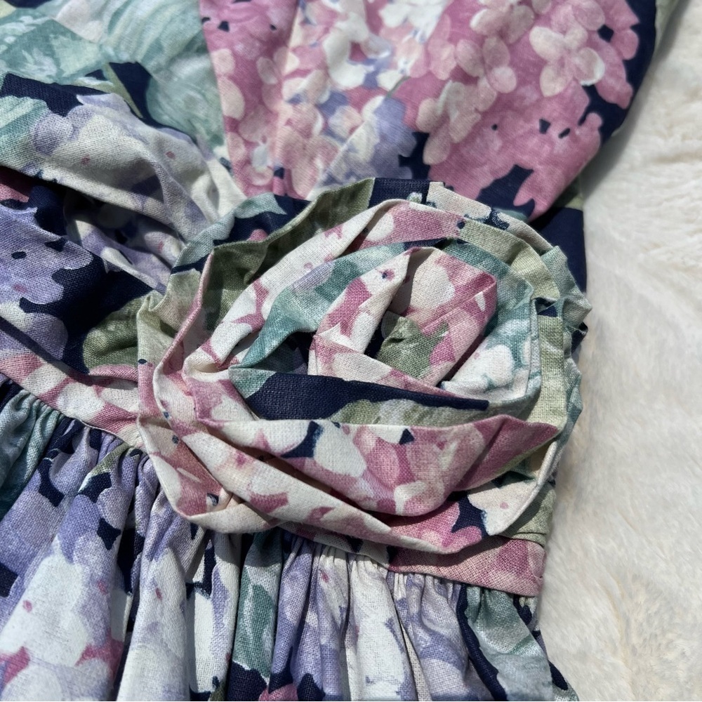90s Floral Maxi Dress Cottagecore Dark Floral Garden Party Tea Dress Size 11/12 - Picture 9 of 11